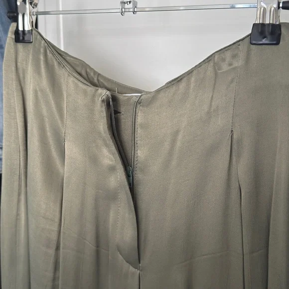 Zara Satin Effect Full Length Dart Pants in Olive - Picture 6 of 8